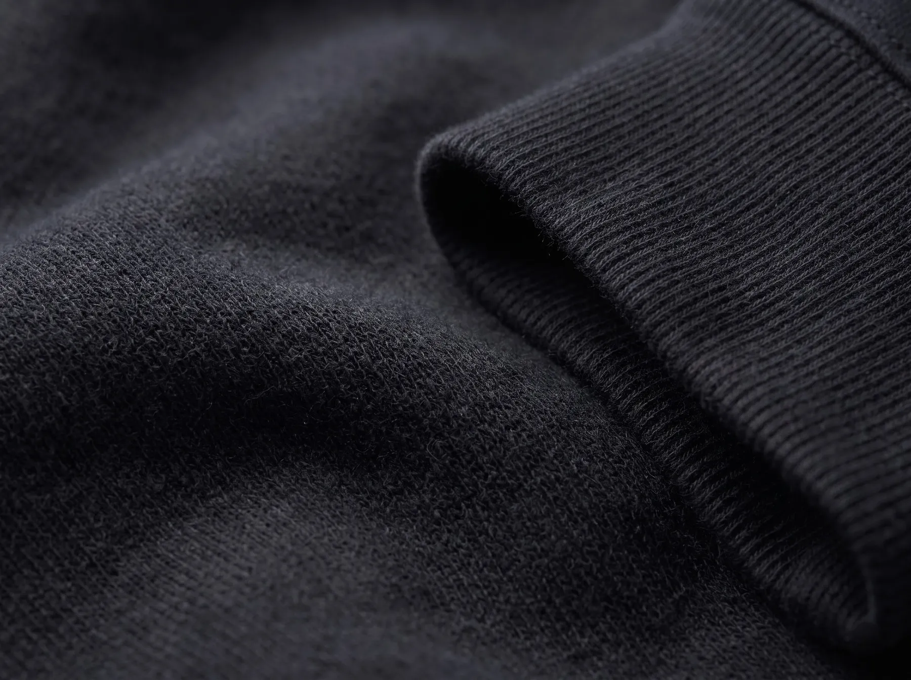 Close-up of brushed fleece and rib cuff